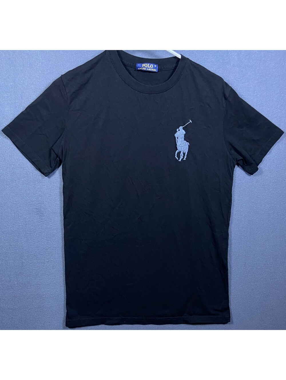 Polo Ralph Lauren Shirt Men M Rugby Black White Big Pony Logo Embroidered #3 Tee